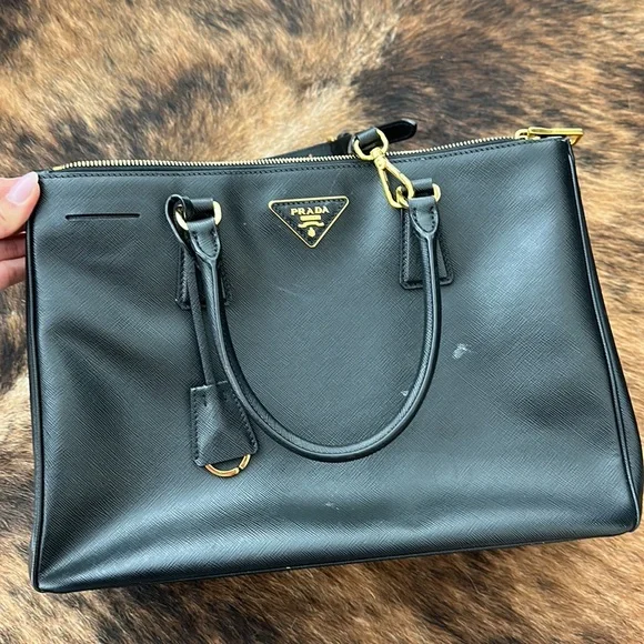 Prada saffiano black bag gold hardware